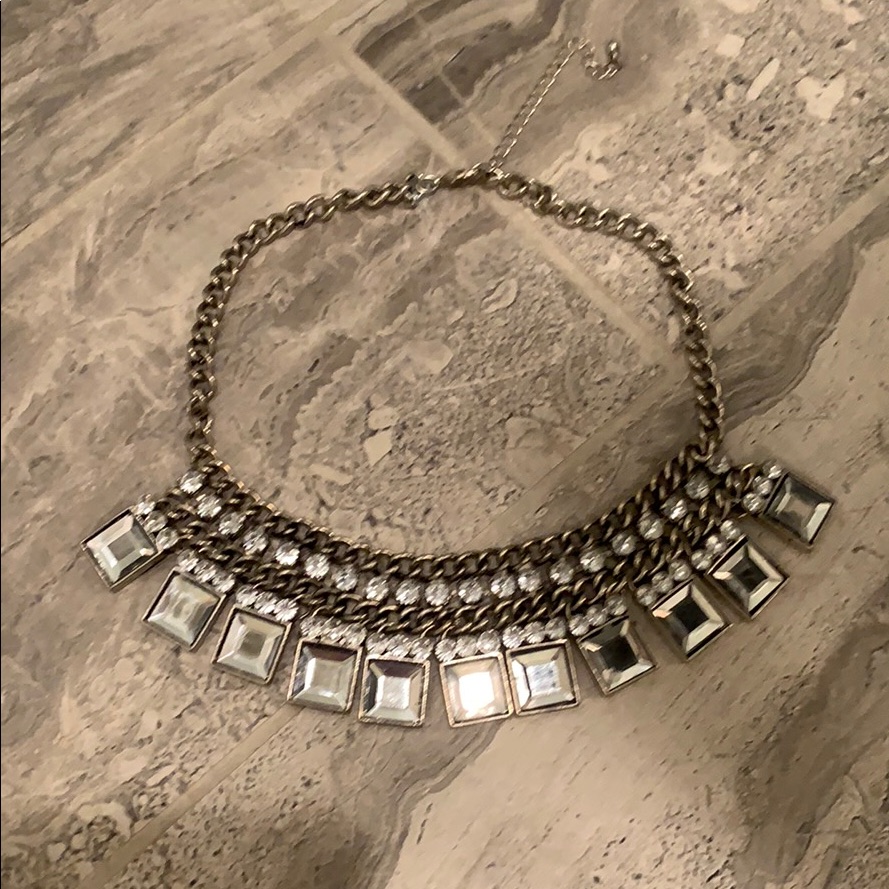 Rhinestone Silver Statement Necklace